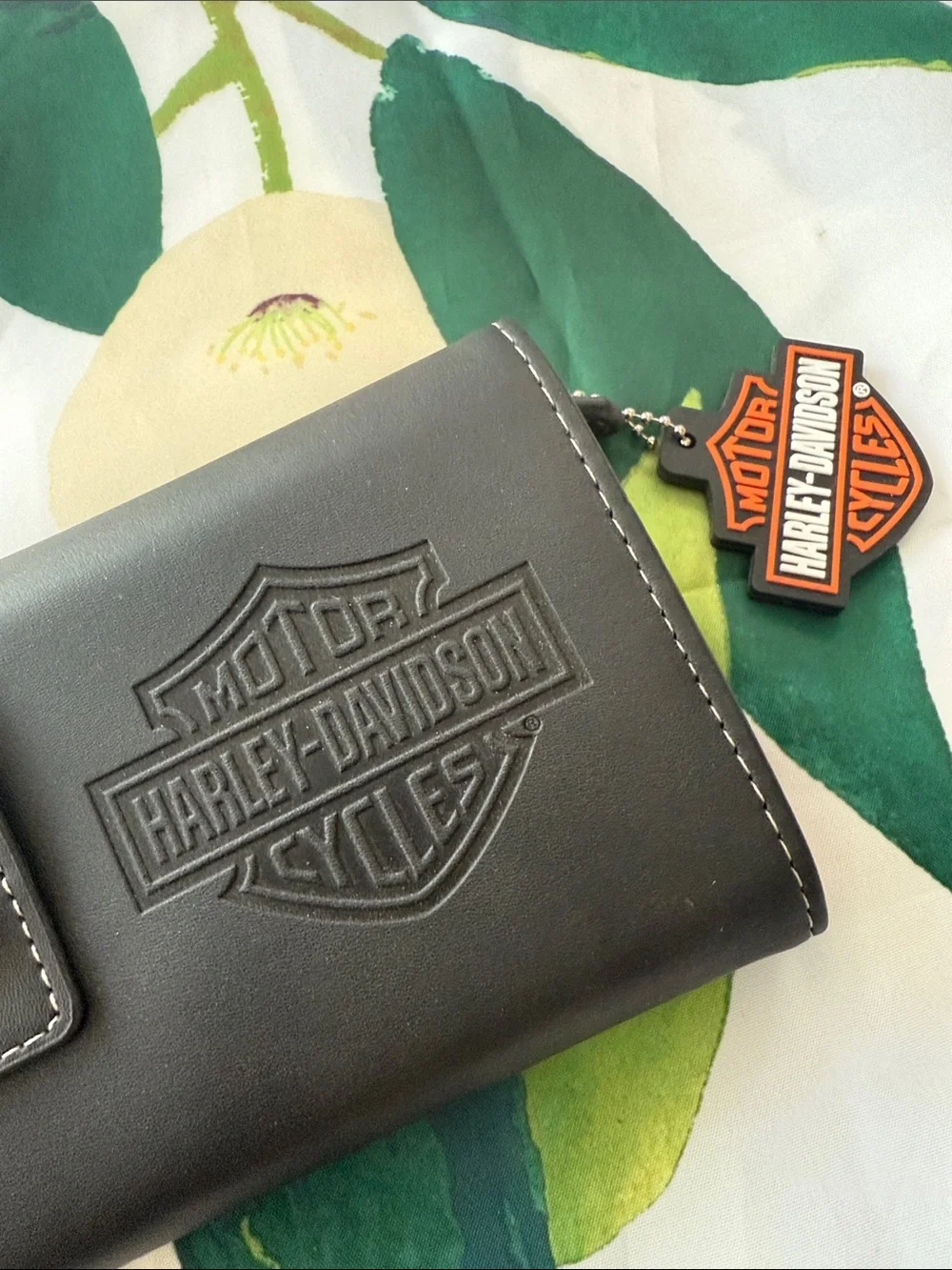 Harley-Davidson Black Wallet with Orange Logo Charm